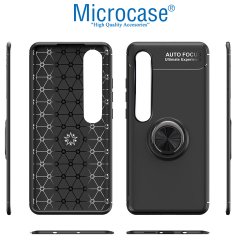 Microcase Xiaomi Mi 10 Focus Serisi Yüzük Standlı Silikon Kılıf - Siyah