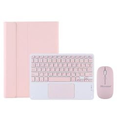 Microcase Samsung Galaxy Tab S9 FE SM-X510 ile uyumlu Bluetooth Touchpad Klavye + Bluetooth Mouse + Standlı Kılıf - BKK7 Pembe