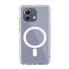 Microcase Xiaomi 11 için Magsafe Manyetik Darbeye Dayanıklı Yarı Esnek Plastik TPU Şeffaf Kılıf - AL8115