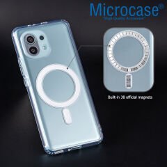 Microcase Xiaomi 11 için Magsafe Manyetik Darbeye Dayanıklı Yarı Esnek Plastik TPU Şeffaf Kılıf - AL8115