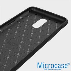 Microcase OnePlus 7 Brushed Carbon Fiber Silikon Kılıf + Tam Kaplayan Çerçeveli Cam