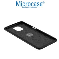 Microcase Xiaomi Redmi Note 9S - Redmi Note 9 Pro - Redmi Note 9 Pro Max Focus Serisi Yüzük Standlı Silikon Kılıf - Siyah + Tempered Glass Cam Koruma