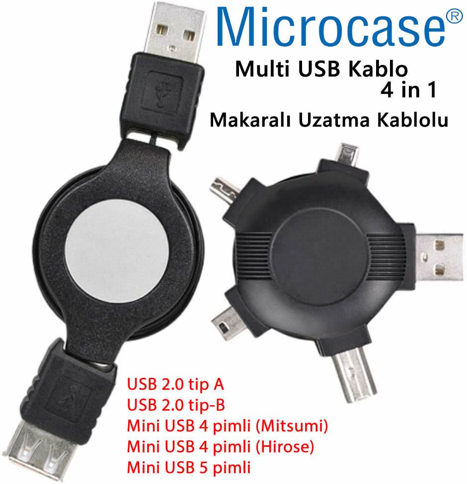 Microcase Multi USB Adaptör Kablo TU1310 USB 2.0 480 Mbps 4in1 AL2591