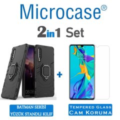 Huawei P30 Batman Serisi Yüzük Standlı Kılıf + CAM (SEÇİN)