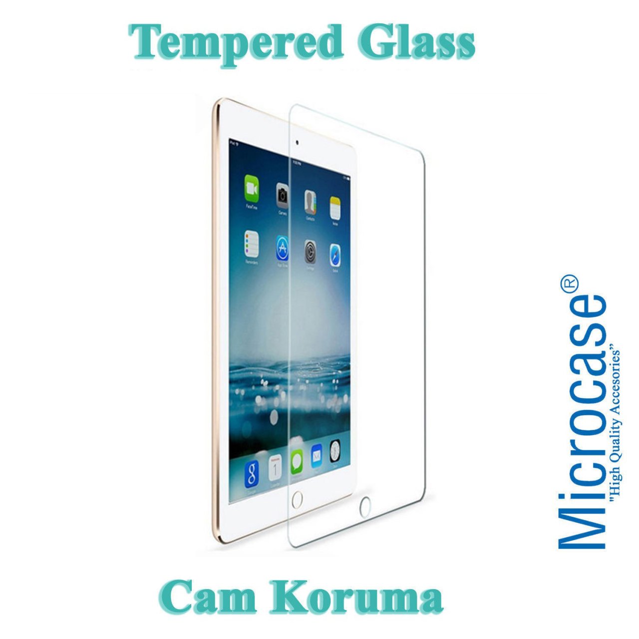 Microcase iPad Pro 9.7 Tempered Glass Cam Koruma
