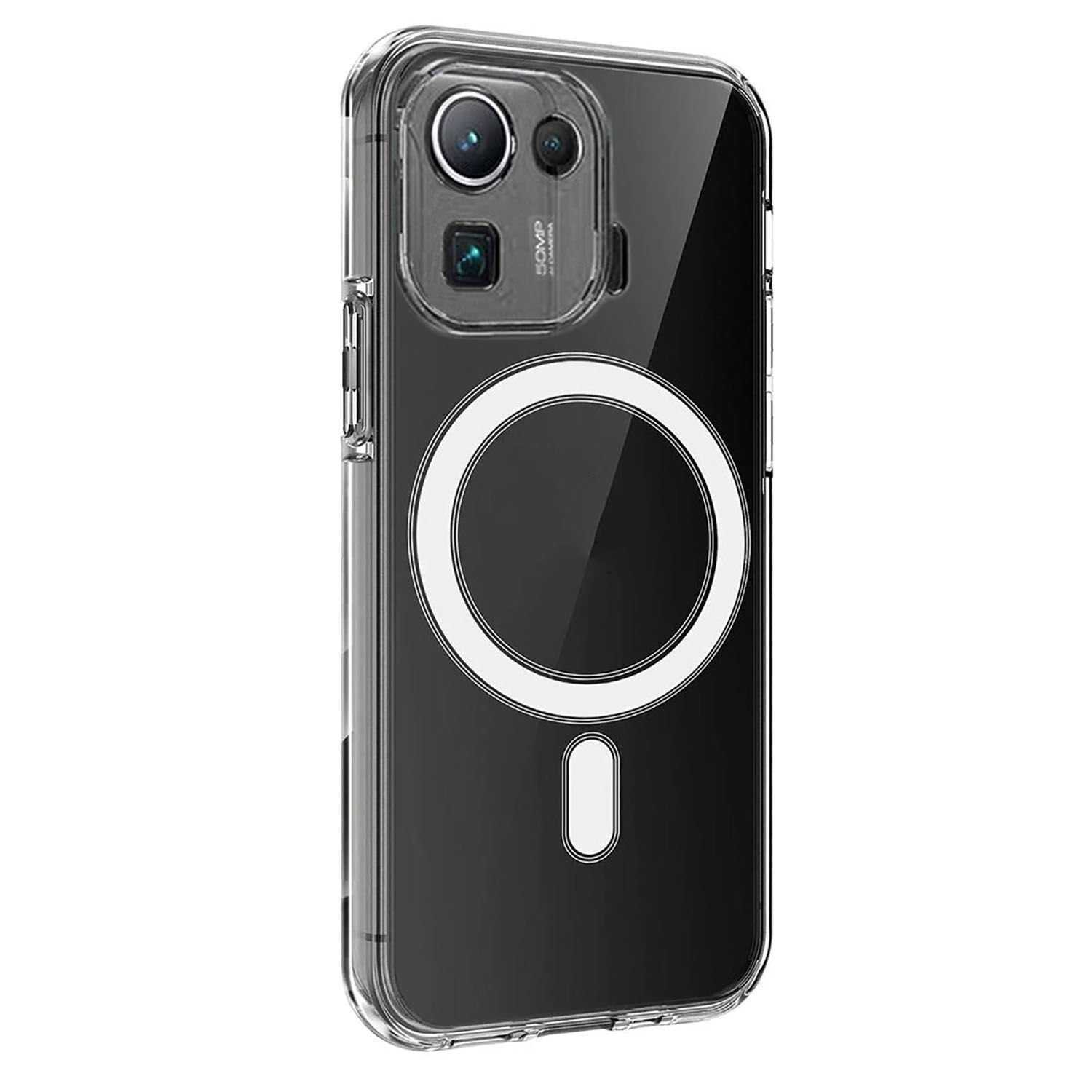 Microcase Xiaomi 11 Pro için Magsafe Manyetik Darbeye Dayanıklı Yarı Esnek Plastik TPU Şeffaf Kılıf - AL8115