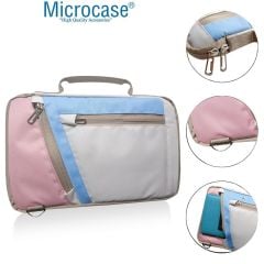 Microcase Samsung Galaxy Tab S10+ S10 Plus Tablet için Omuz Askılı El Tutacaklı Universal Sleeve Taşıma Çantası AL4346 Pembe Mavi Krem