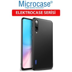 Microcase Xiaomi Mi 9 Lite Elektrocase Serisi Kamera Korumalı Silikon Kılıf - Siyah + Tempered Glass Cam Koruma