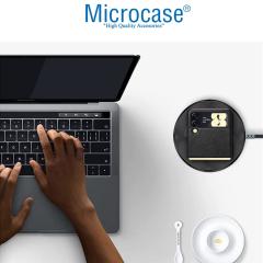 Microcase Samsung Galaxy Z Flip 3 için Deri Desenli Plastik Koruma Kılıf - Siyah