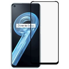 Microcase Realme 9i ile uyumlu Tam Kaplayan Çerçeveli Tempered Ekran Koruyucu - Siyah AL3276