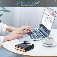 Microcase Samsung Galaxy Z Flip 3 için Deri Desenli Plastik Koruma Kılıf - Lacivert
