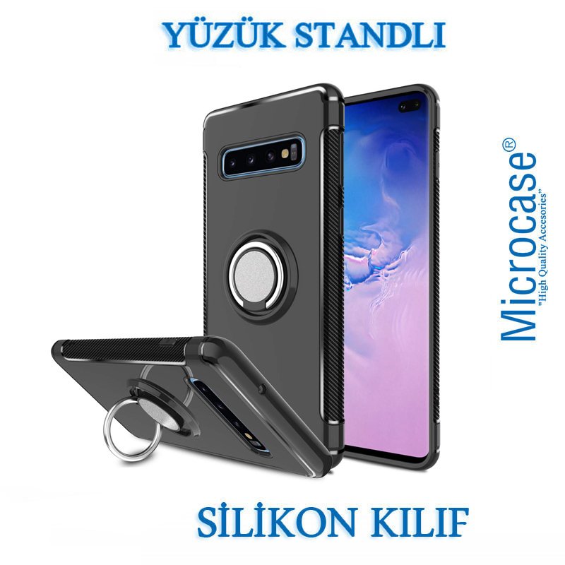 Samsung Galaxy S10 Plus Yüzük Standlı Armor Silikon Kılıf