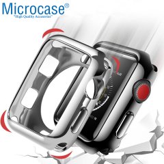 Microcase Apple Watch Series 4-5 44 mm Önü Açık Tasarım Silikon Kılıf - Gümüş