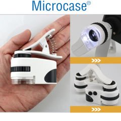 Microcase 60X Mini Cep Telefonu için Mandallı Mikroskop UV Ledli Büyüteç - AL4727