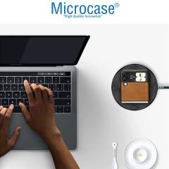 Microcase Samsung Galaxy Z Flip 3 için Deri Desenli Plastik Koruma Kılıf - Taba