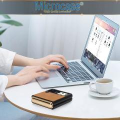 Microcase Samsung Galaxy Z Flip 3 için Deri Desenli Plastik Koruma Kılıf - Taba