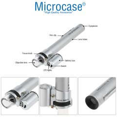Microcase 100X Mini Ayarlanabilir Kalem Stili El Cep Mikroskop Ledli - AL2432