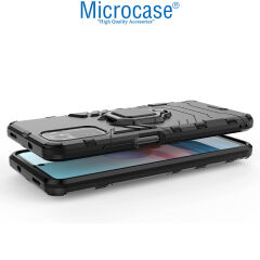 Microcase Xiaomi Poco M5s (Global) Batman Serisi Yüzük Standlı Armor Kılıf - Siyah AL3349