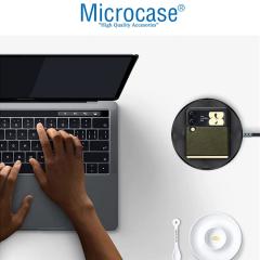 Microcase Samsung Galaxy Z Flip 3 için Deri Desenli Plastik Koruma Kılıf - Koyu Yeşil