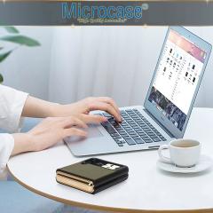 Microcase Samsung Galaxy Z Flip 3 için Deri Desenli Plastik Koruma Kılıf - Koyu Yeşil