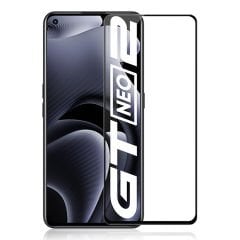 Microcase Realme GT2 / GT Neo2 ile uyumlu Tam Kaplayan Çerçeveli Tempered Ekran Koruyucu - Siyah AL3276