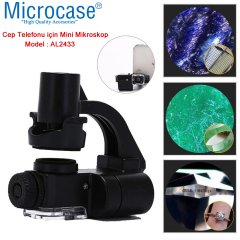 Microcase 90X Mini Cep Telefonu için Vantuzlu Mikroskop UV Ledli Büyüteç - AL2433