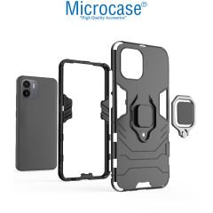 Microcase Xiaomi Redmi A1 / A1 Plus Batman Serisi Yüzük Standlı Armor Kılıf - Siyah AL3349