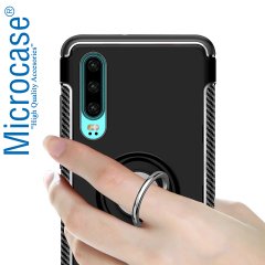 Huawei P30 Yüzük Standlı Armor Silikon Kılıf + CAM (SEÇ)