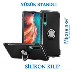 Huawei P30 Yüzük Standlı Armor Silikon Kılıf + CAM (SEÇ)