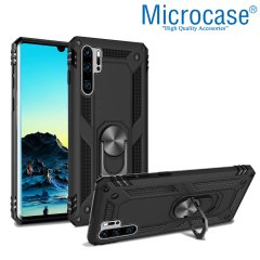 Microcase Huawei P30 Pro Anka Serisi Yüzük Standlı Armor Kılıf Siyah