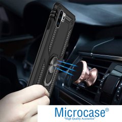 Microcase Huawei P30 Pro Anka Serisi Yüzük Standlı Armor Kılıf Siyah