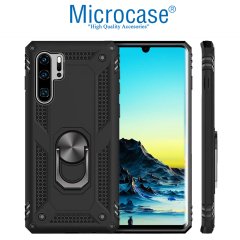 Microcase Huawei P30 Pro Anka Serisi Yüzük Standlı Armor Kılıf Siyah