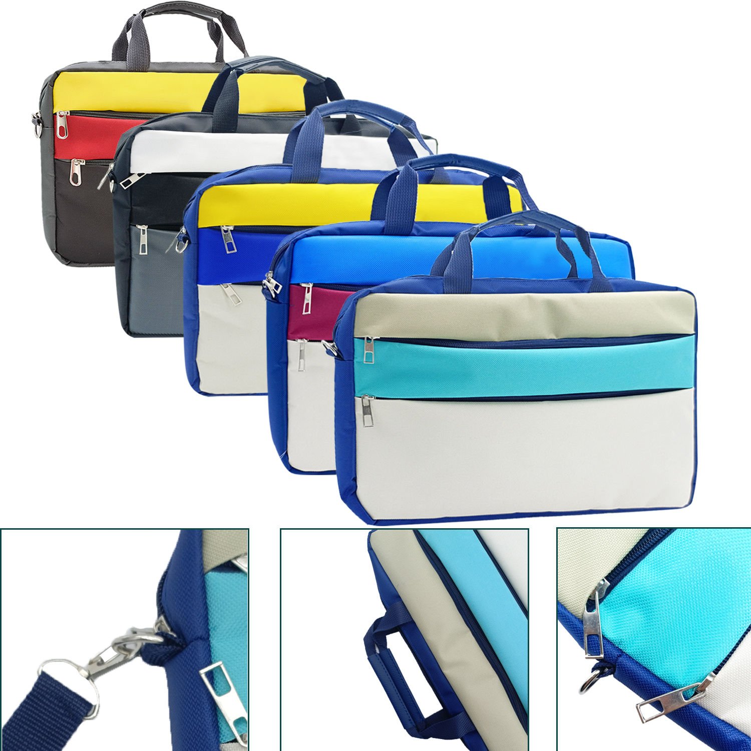 Microcase 9-14 inch Tablet Macbook Laptop Tablet Çantası 2 Bölmeli AL4821 Krem Turkuaz Bej