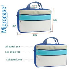 Microcase 9-14 inch Tablet Macbook Laptop Tablet Çantası 2 Bölmeli AL4821 Krem Turkuaz Bej