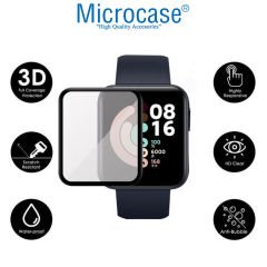 Microcase Xiaomi Mi Watch Lite Tam Kaplayan Kavisli Ekran Koruyucu 3D Pet Film - Siyah