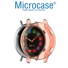 Microcase Huawei Watch GT2 46 mm Önü Kapalı Renkli Tasarım Silikon Kılıf - Toz Pembe