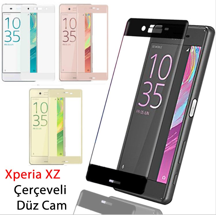 Sony Xperia XZ Çerçeveli Tempered Glass Cam Koruma