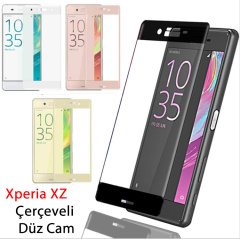 Sony Xperia XZ Çerçeveli Tempered Glass Cam Koruma
