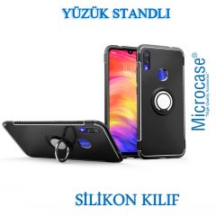Xiaomi Redmi Note 7 Yüzük Standlı Armor Silikon Kılıf + CAM (SEÇ)