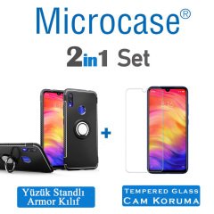 Xiaomi Redmi Note 7 Yüzük Standlı Armor Silikon Kılıf + CAM (SEÇ)