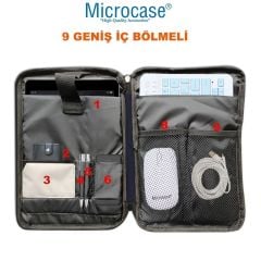 Microcase Honor Pad X8a 11 inch için Omuz Askılı El Tutacaklı Universal Sleeve Taşıma Çantası AL4346 Lacivert Krem Gri