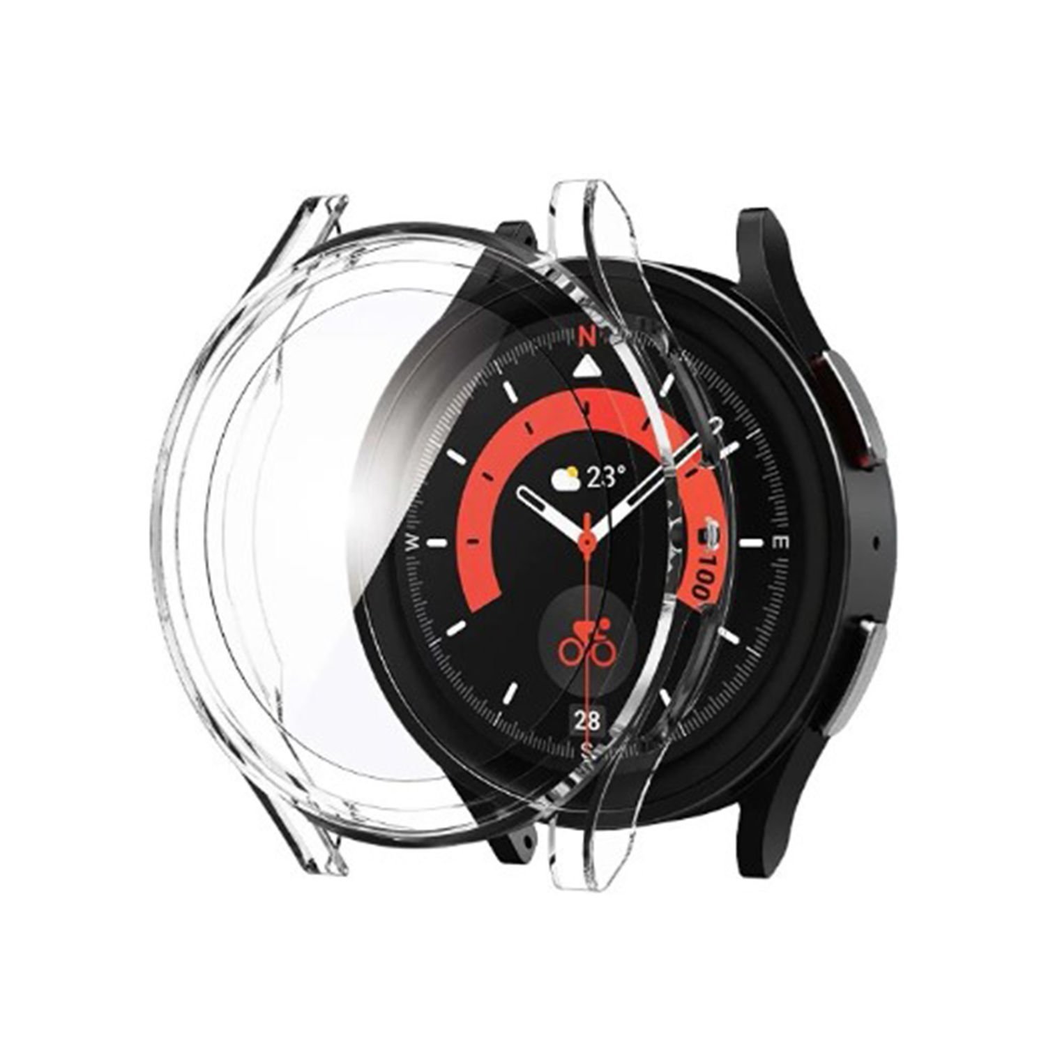 Microcase Samsung Galaxy Watch 5 Pro 45mm Ekran Korumalı Sert Slim Rubber Kılıf Şeffaf - AL3173