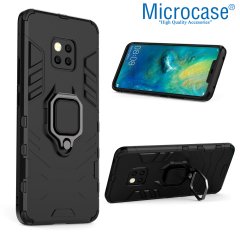 Microcase Huawei Mate 20 Pro Batman Serisi Yüzük Standlı Armor Kılıf Siyah