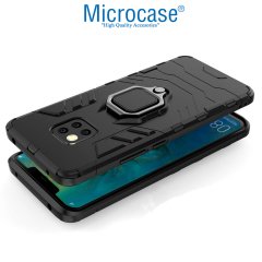 Microcase Huawei Mate 20 Pro Batman Serisi Yüzük Standlı Armor Kılıf Siyah