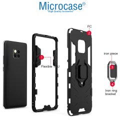 Microcase Huawei Mate 20 Pro Batman Serisi Yüzük Standlı Armor Kılıf Siyah