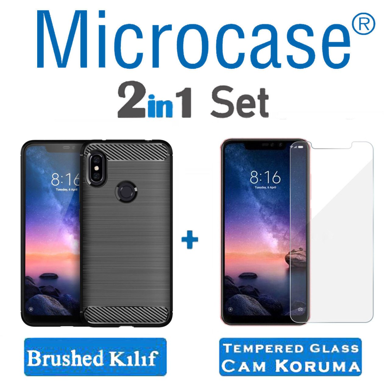Xiaomi Redmi Note 6 Pro Brushed Carbon Fiber Silikon Kılıf + CAM