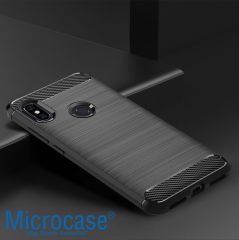 Xiaomi Redmi Note 6 Pro Brushed Carbon Fiber Silikon Kılıf + CAM