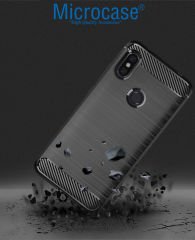 Xiaomi Redmi Note 6 Pro Brushed Carbon Fiber Silikon Kılıf + CAM