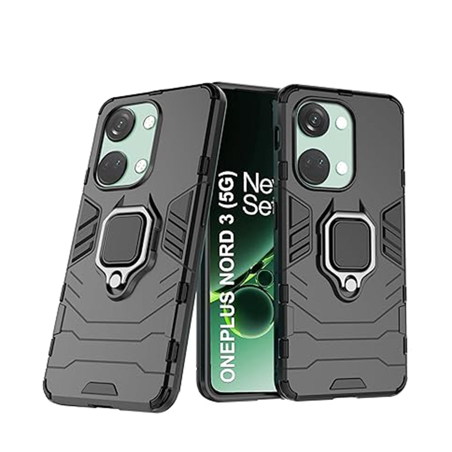 Microcase OneOlus Nord 3 5G Batman Serisi Yüzük Standlı Armor Kılıf Siyah-AL3349