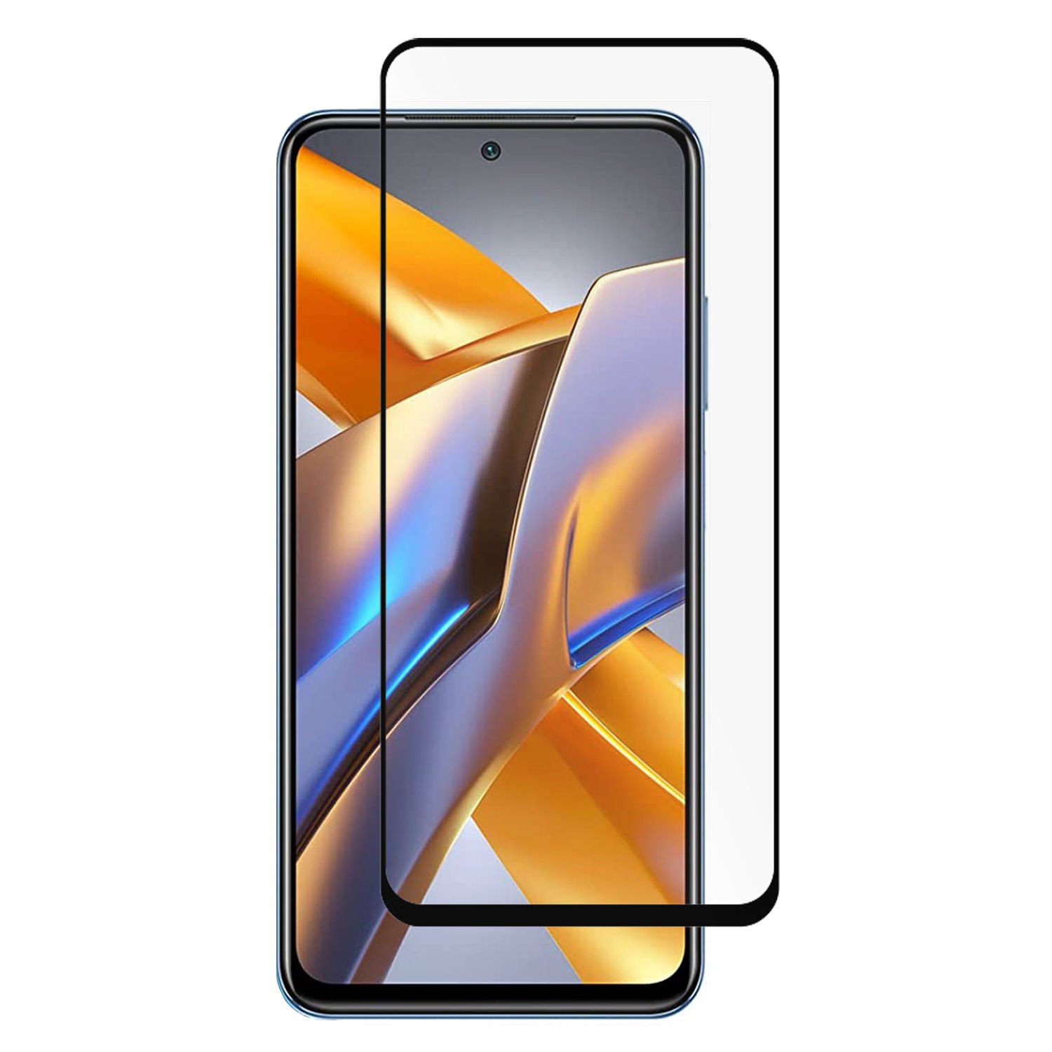 Microcase Xiaomi Poco M5s Global için Tam Kaplayan Çerçeveli Tempered Ekran Koruyucu - Siyah AL3276
